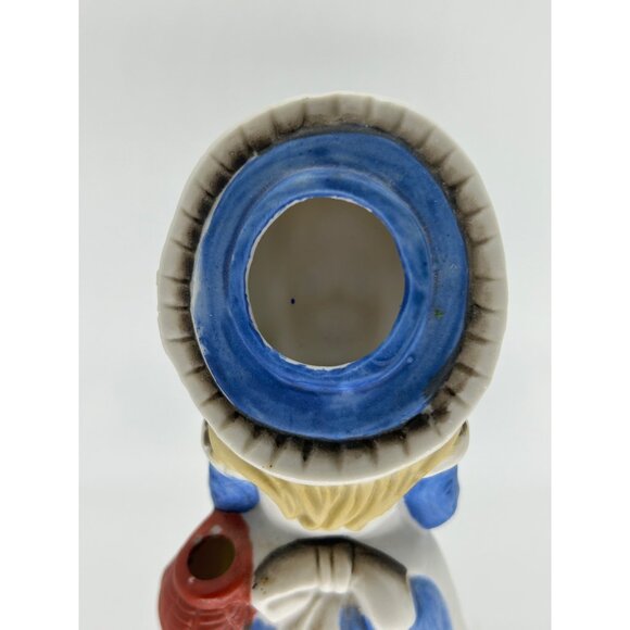 Vintage Pin Cushion Little Girl Porcelain Holder With Thread Spool & Flowers - Picture 5 of 6